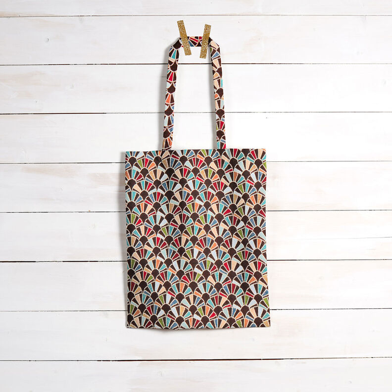 Sisustuskangas Gobeliini Retro Viuhkat – musta/karmiininpunainen,  image number 7