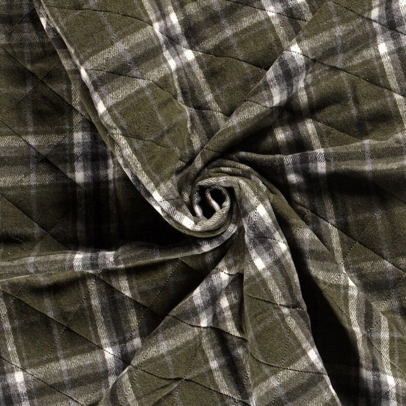 Tikkikangas ruudullinen – tummaoliivi/kivenharmaa,  image number 3