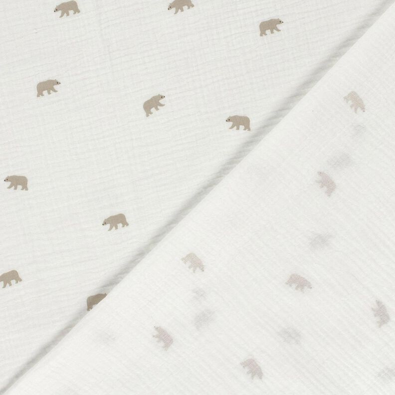 Musliini-/kaksikerroksinen kangas Jääkarhu – valkoinen,  image number 4