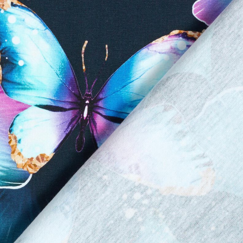 Puuvillajersey Ginkgo Butterflies | Glitzerpüppi  – yönsininen,  image number 4