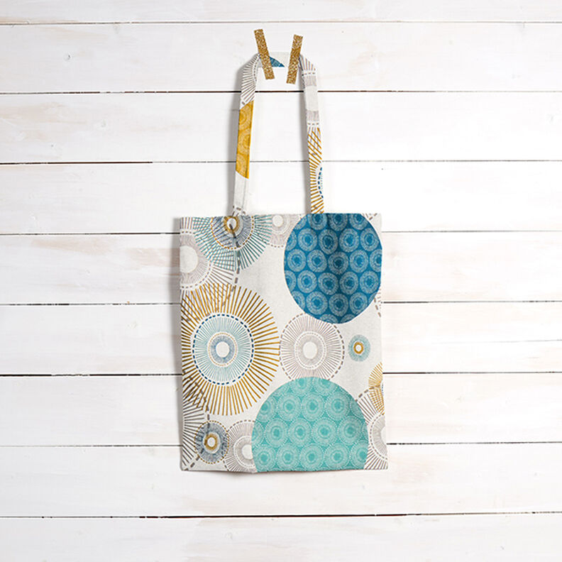 Sisustuskangas Puolipanama Ympyrät – sininen,  image number 6