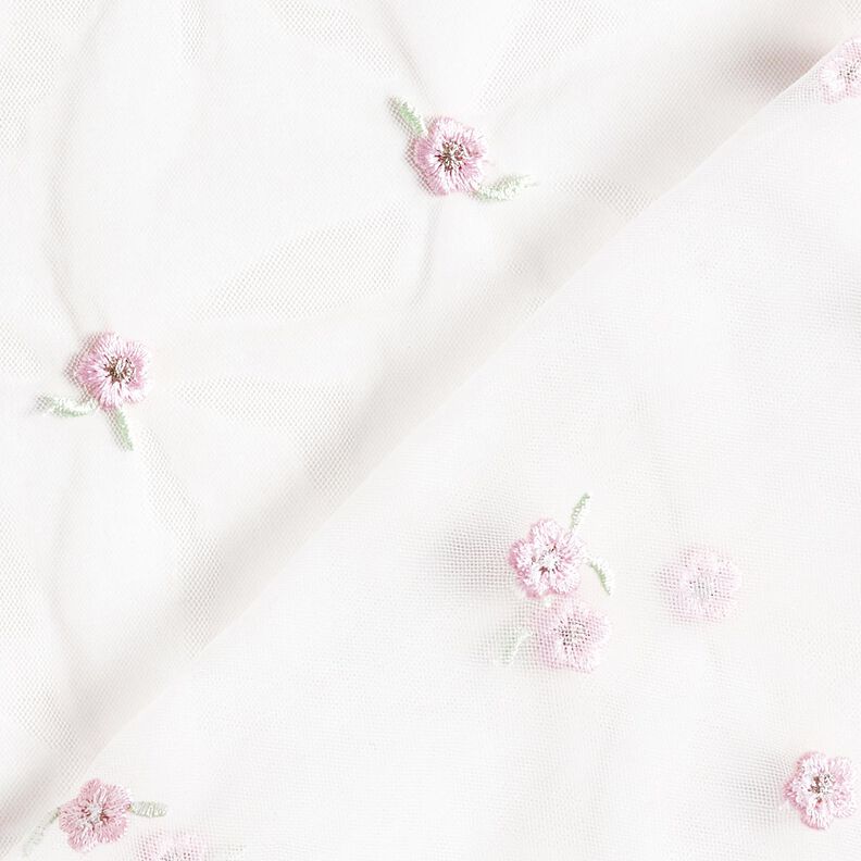 Softmesh Kirjaillut kukkaset – valkoinen/ruusunpunainen,  image number 5