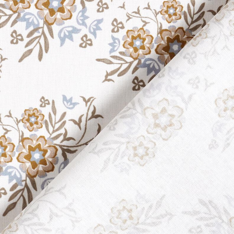 Puuvillapopliini Herkät kukkakimput – valkoinen/vaaleanruskea,  image number 4