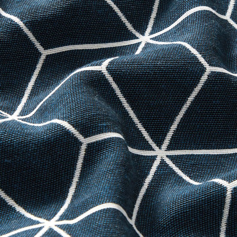 Sisustuskangas Jacquard Modernit kuutiot &ndash; y&ouml;nsininen/norsunluu,  image number 2