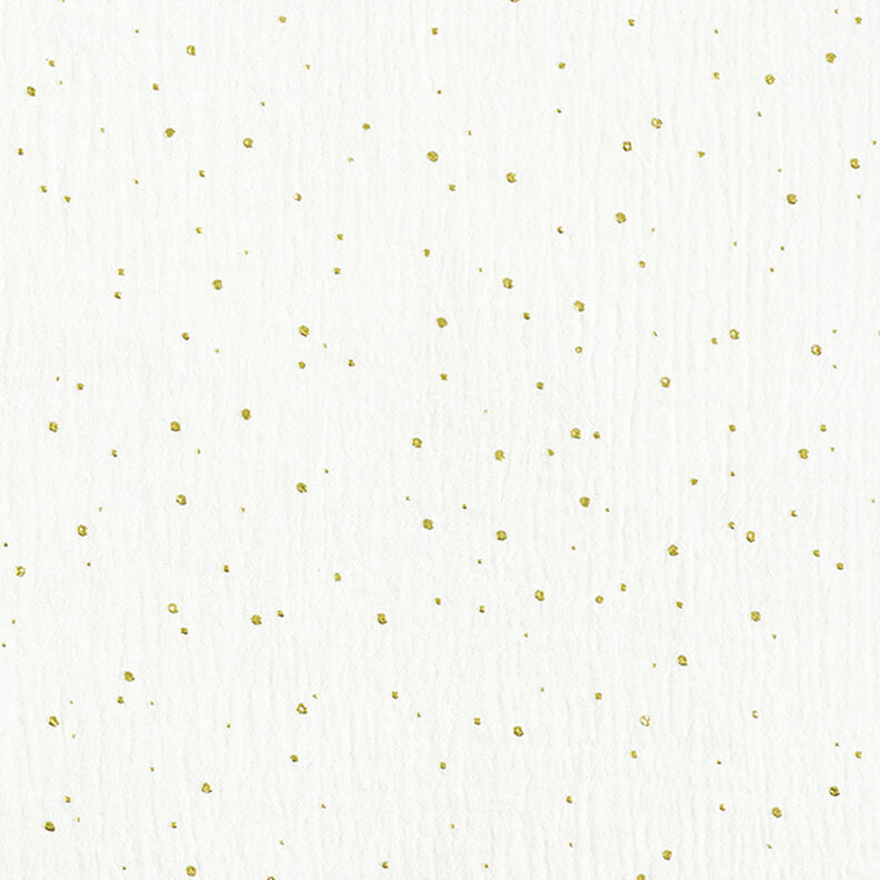 Puuvillamusliini sirotellut kultapilkut – valkoinen/kulta,  image number 1