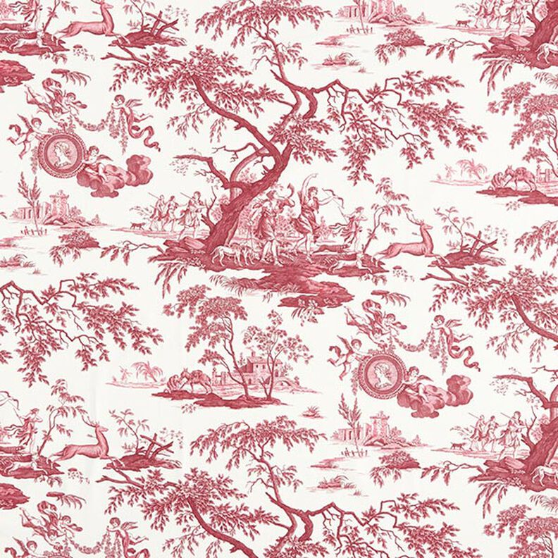 Sisustuskangas Canvas Antiikki 280 cm – karmiininpunainen/valkoinen,  image number 1