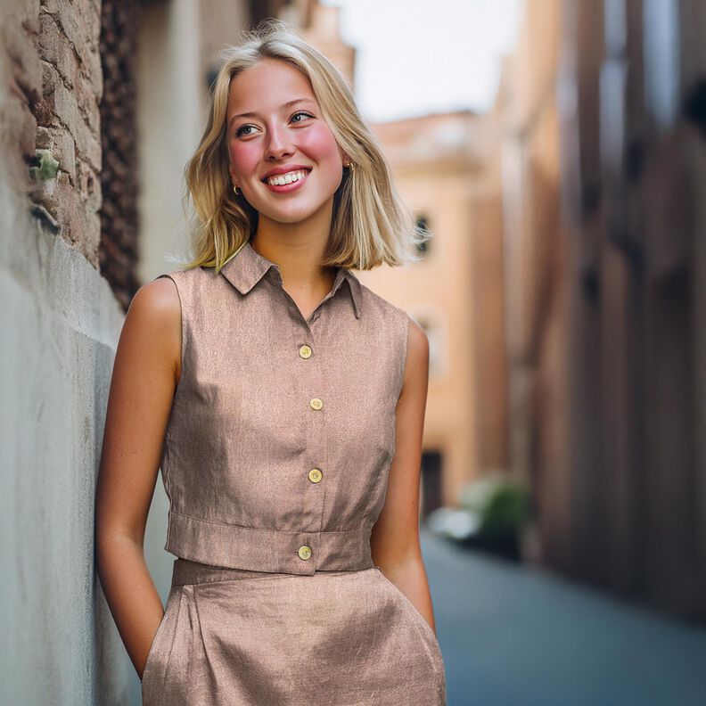 Puuvillapopliini metalliviimeistely Yksivärinen – ruusukulta metallic,  image number 4