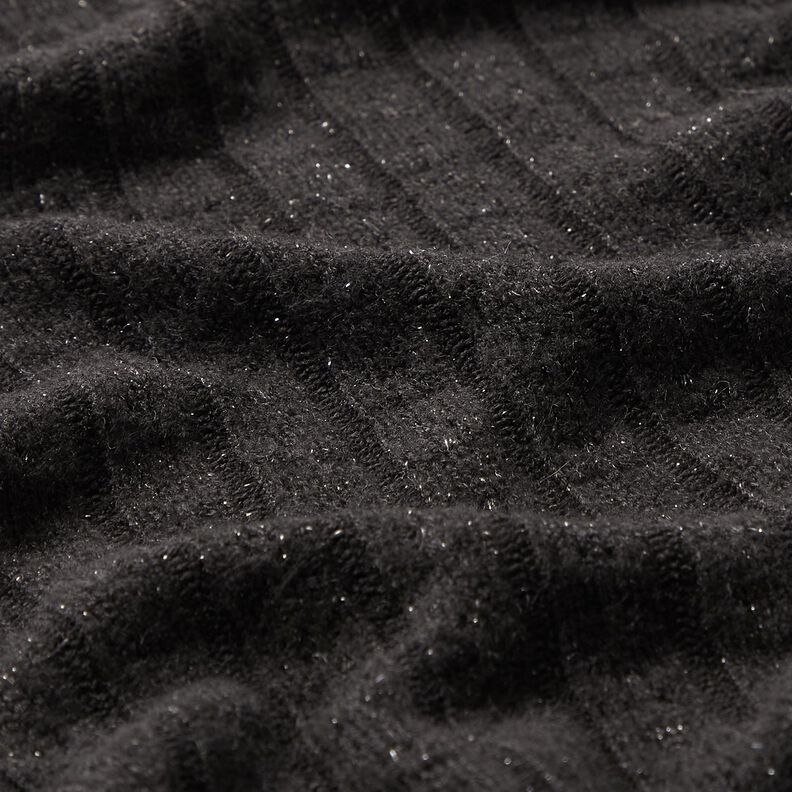 Neulekangas Ajour ylellisen kimaltelevilla raidoilla – musta,  image number 2