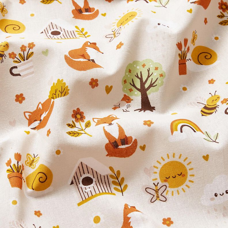 Puuvillapopliini Kettu puutarhassa – luonnonvärinen,  image number 2