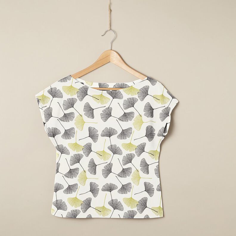 Puuvillajersey Neidonhiuspuun lehdet &ndash; villanvalkoinen/lime green,  image number 6