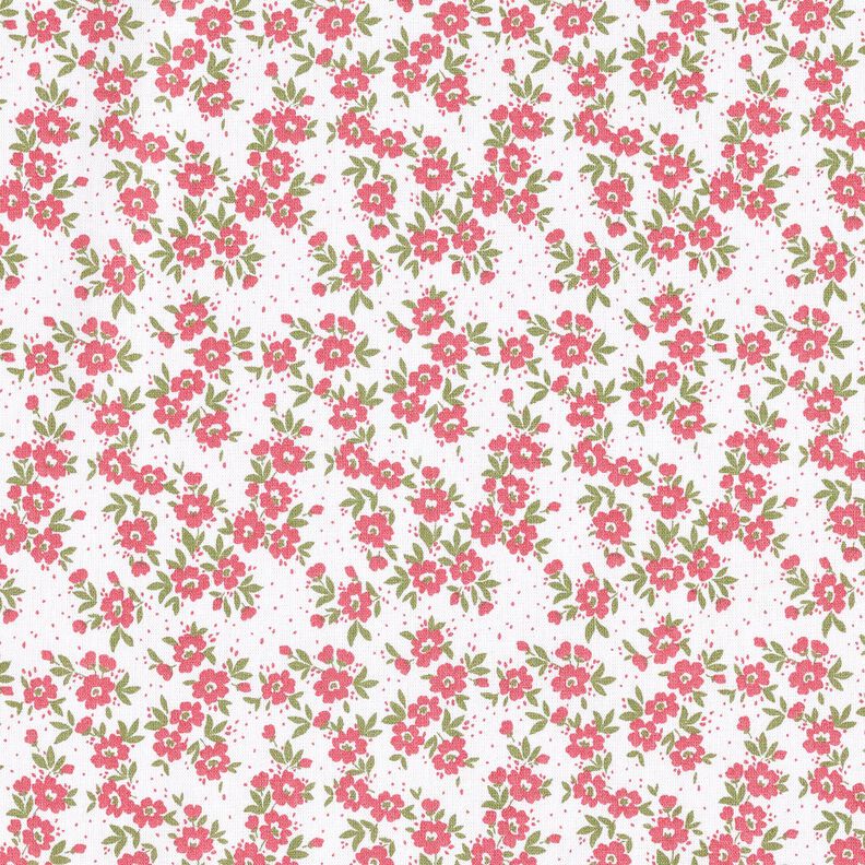 Puuvillapopliini Kukkameri – punainen/valkoinen,  image number 1