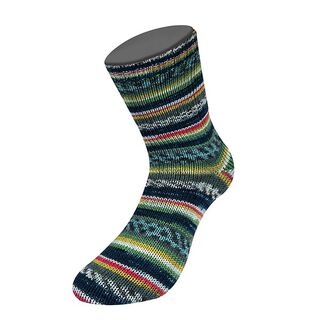 LANDLUST Sockenwolle „Bunte Bänder“, 100g | Lana Grossa – harmaa/koralli, 