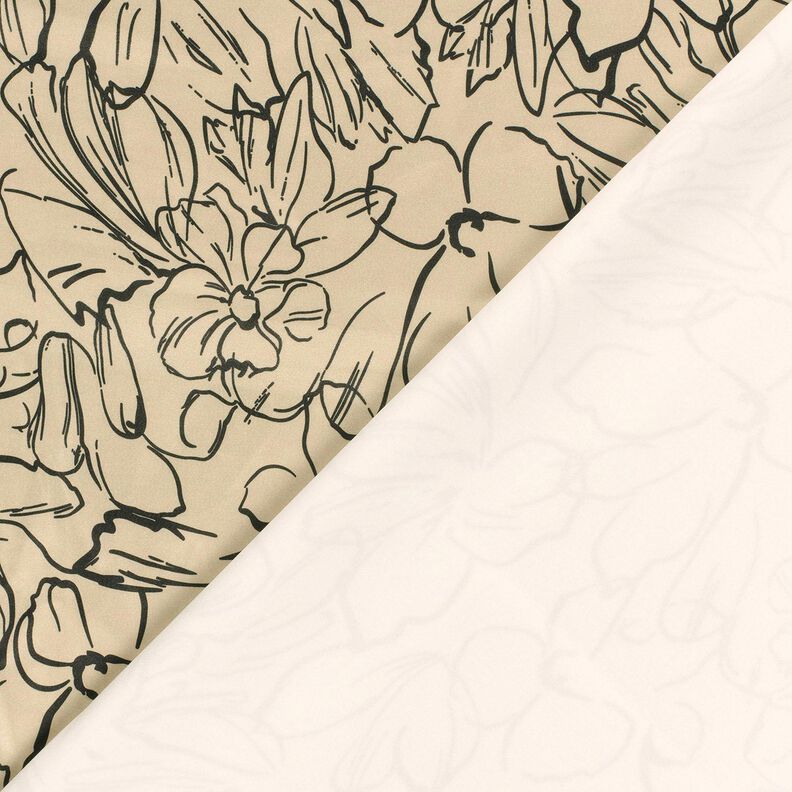 Joustava veluuri, kukkaluonnokset – hiekka/musta,  image number 4