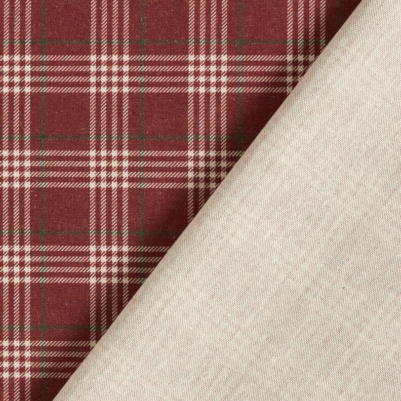 Sisustuskangas Puolipanama Klassinen ruutu – viininpunainen/luonnonvärinen,  image number 4