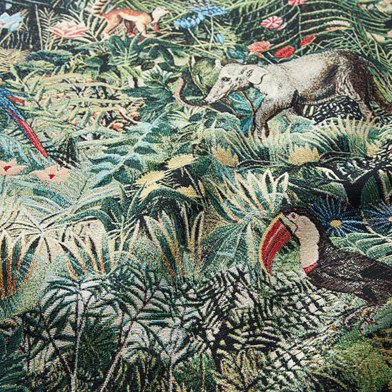 Sisustuskangas Gobeliini Viidakko – musta/tummanvihreä,  image number 2