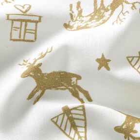 Puuvillakangas Kretonki Porot ja tähdet – norsunluu/kulta, 