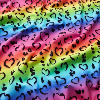 Puuvillajersey Leo Hearts Rainbow | Glitzerpüppi – musta/värisekoitus, 