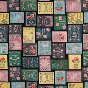 Sisustuskangas Gobeliini Kirjan kansi &ndash; musta/merlot, 