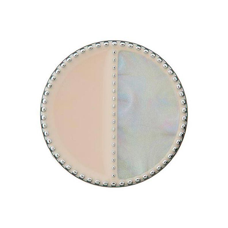 Kannallinen metalli-polyesterinappi [ Ø23 mm ] – harmaa/beige,  image number 1