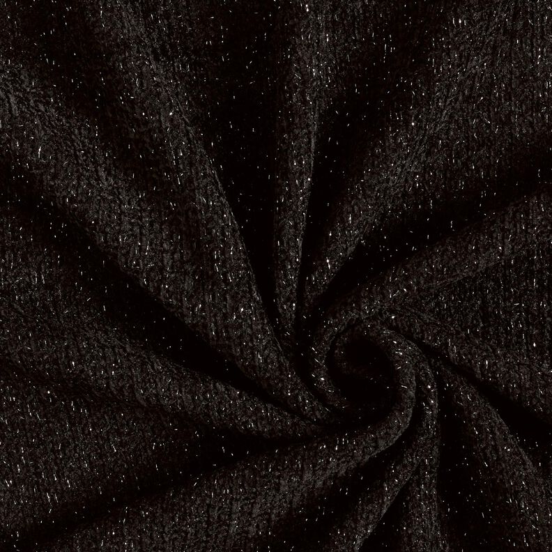 Chenille Neulejacquard Kimalle &ndash; musta/vanha hopea metallic,  image number 1