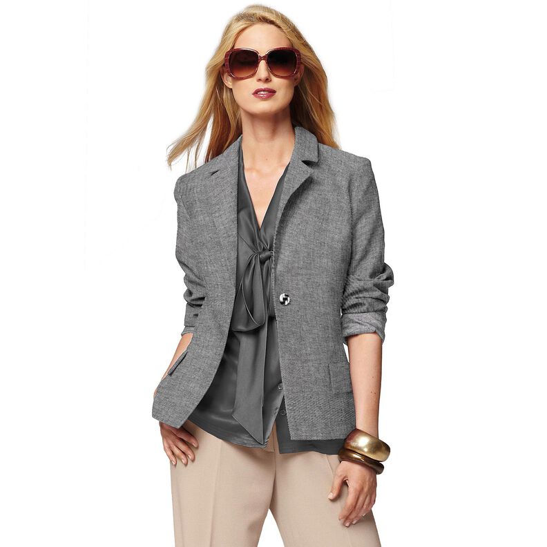 Pellava-puuvilla-sekoite Kalanruoto – musta,  image number 6