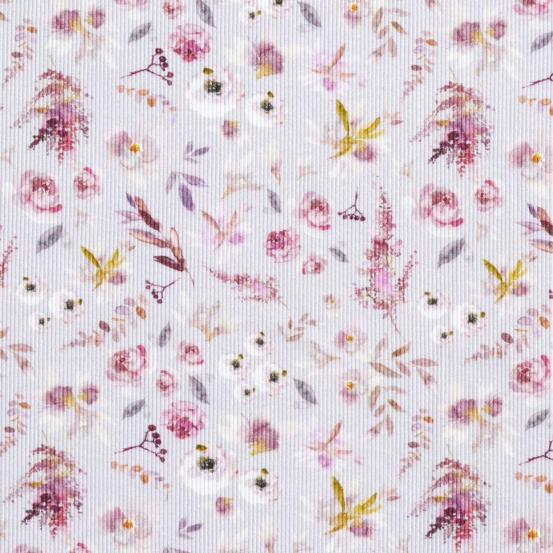 Ribbijersey Herkät luonnonkukat Digitaalipainatus – pastellisyreeni/punalila,  image number 1