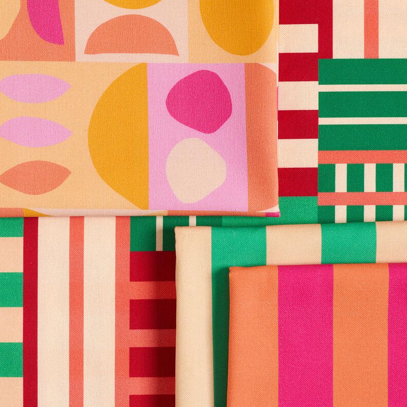 Sisustuskangas Puolipanama Modernit muodot &ndash; katajanvihre&auml;/tummanpunainen,  image number 5