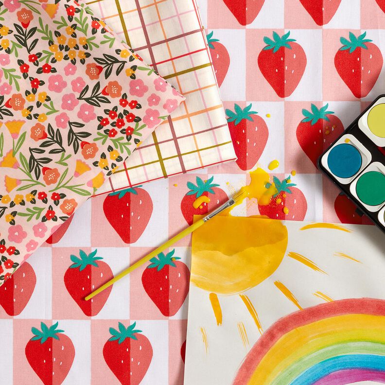 Pinnoitettu puuvilla Kukkaketo – vaalea beige/pink,  image number 6