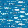 Puuvillakangas Kretonki Abstraktit kalat – sininen,  thumbnail number 1