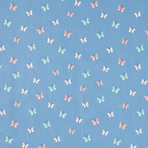 GOTS Puuvillapopliini Perhoset &ndash; briljantin sininen, 