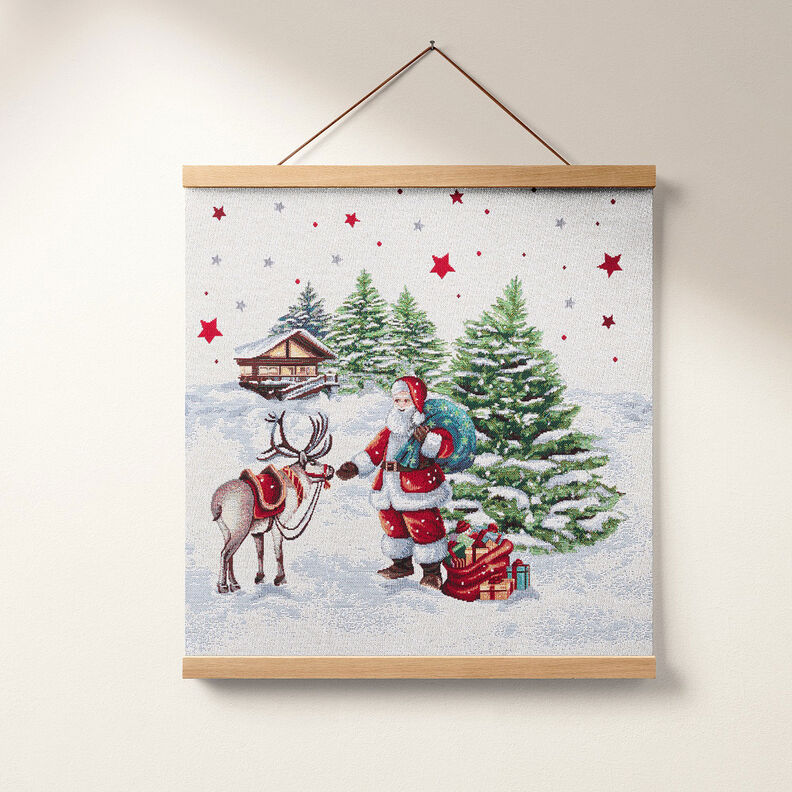 Paneeli Gobeliini Joulupukki Lurex – villanvalkoinen,  image number 6