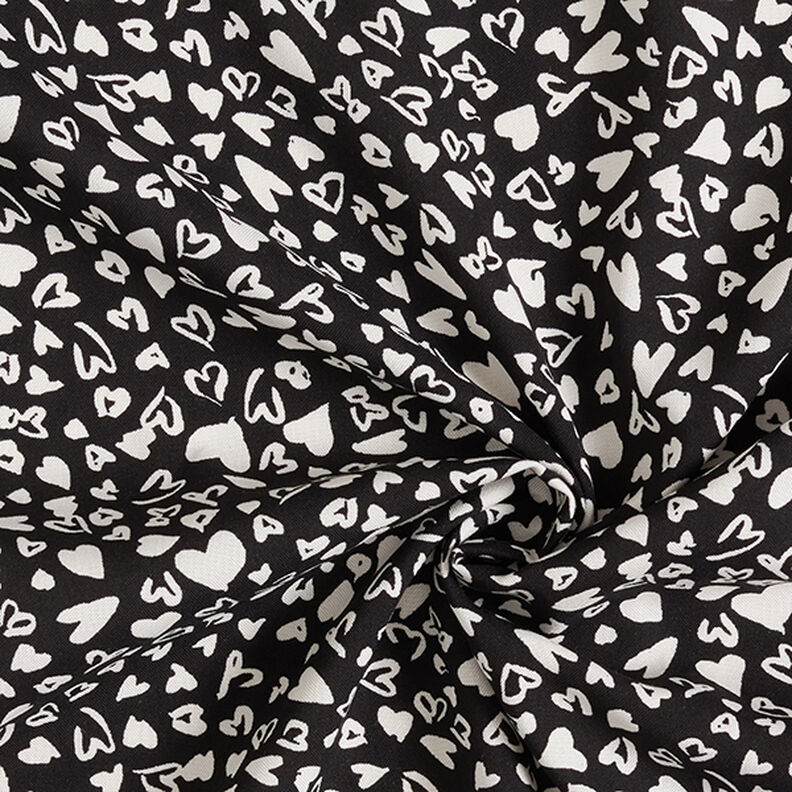 Viskoosikangas Sydämet – musta/valkoinen,  image number 3