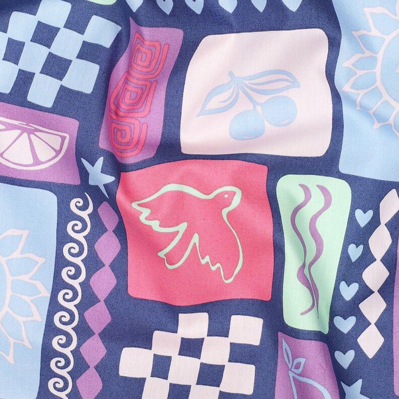 Puuvillapopliini Tilkkutyö | Poppy Fabrics – farkunsininen/pink,  image number 2