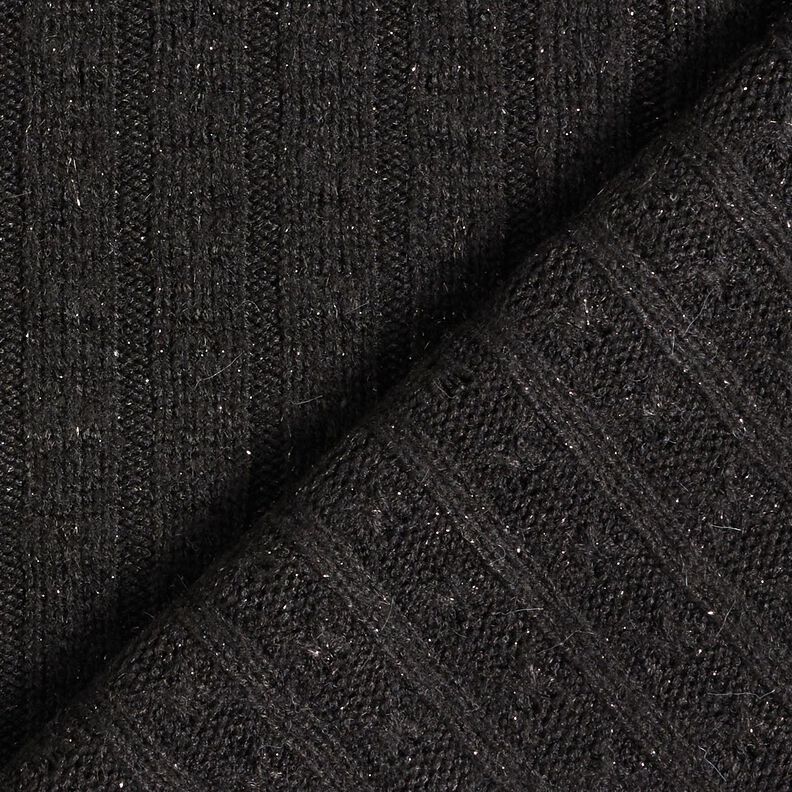 Neulekangas Ajour ylellisen kimaltelevilla raidoilla – musta,  image number 4