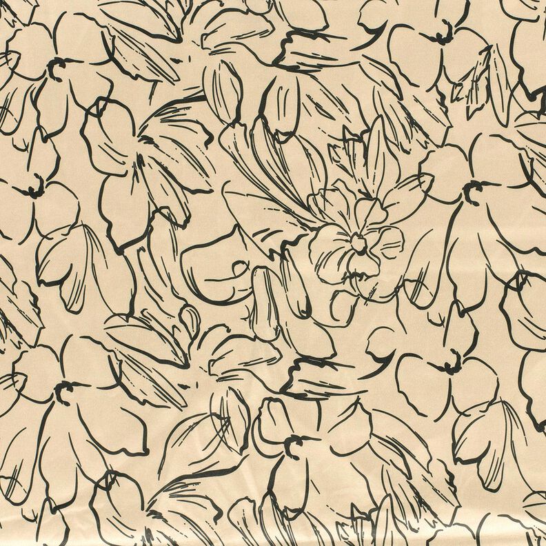 Joustava veluuri, kukkaluonnokset – hiekka/musta,  image number 1