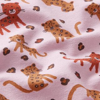 Luomupuuvillajersey Iloinen leopardi – roosa, 