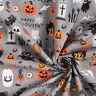 Puuvillakangas Popliini Happy Halloween – norsunharmaa/vaaleanoranssi,  thumbnail number 3