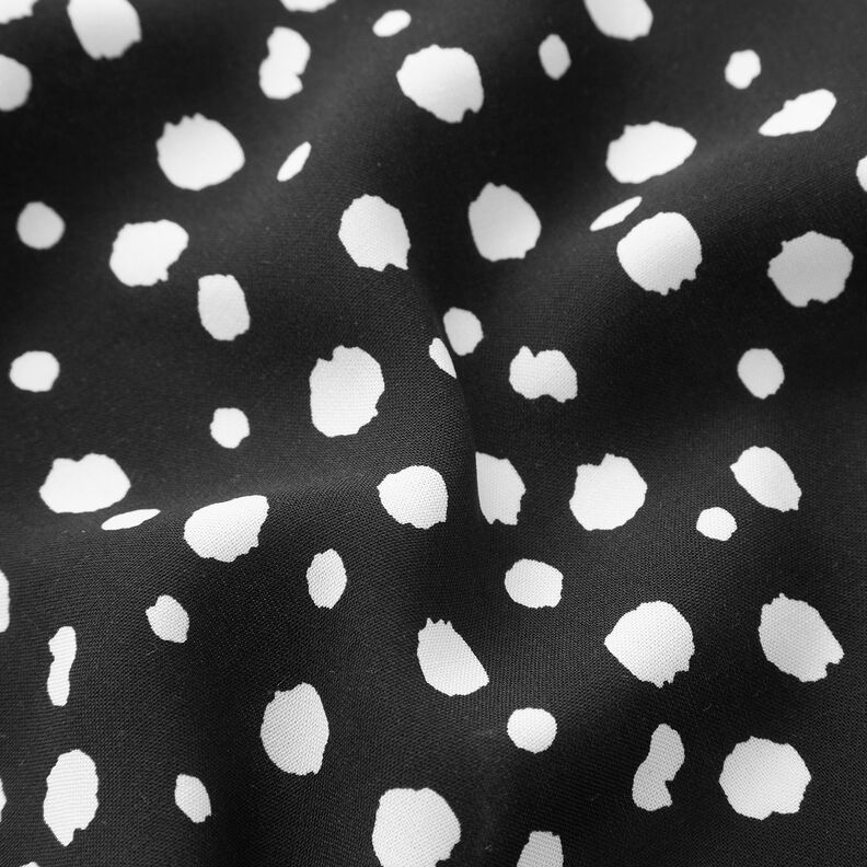 Viskoosikangas Epäsäännölliset pilkut – musta/valkoinen,  image number 2