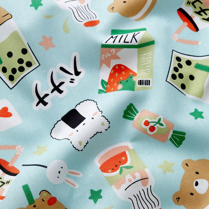 Puuvillapopliini Manga Välipalat – eukalyptus,  image number 2