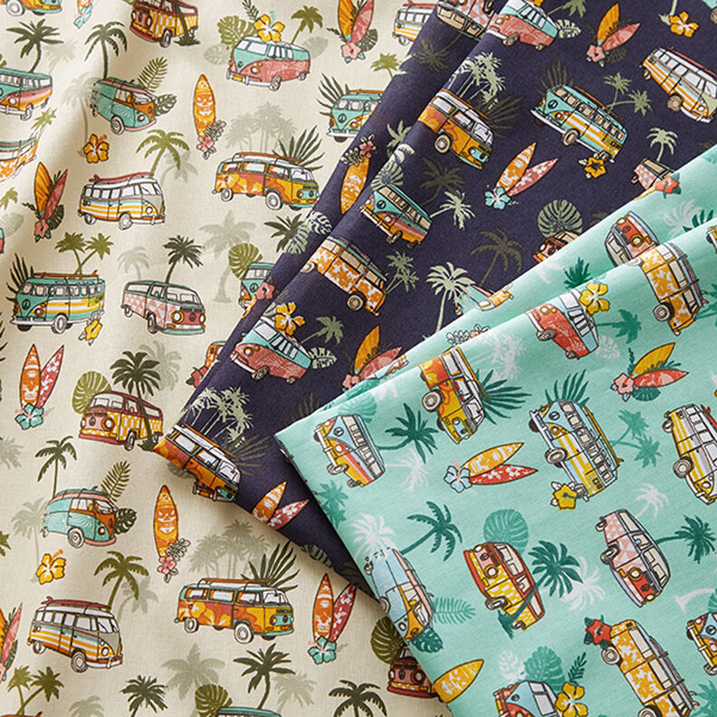 Puuvillakangas Kretonki Roadtrip Surf – beige,  image number 5