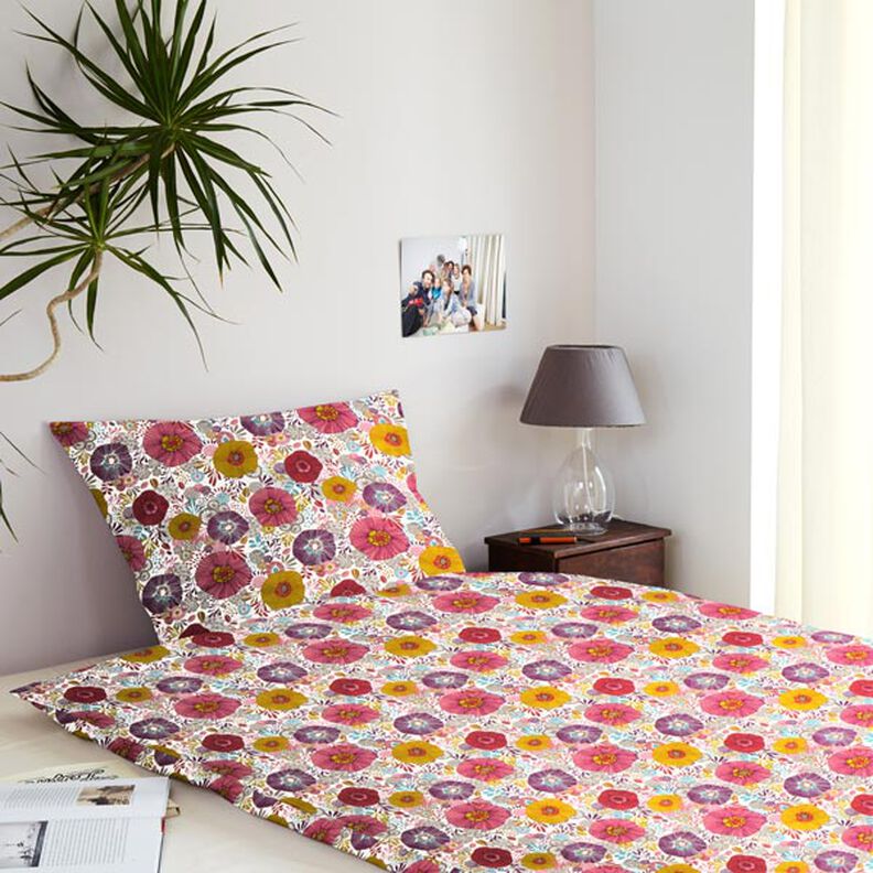 Puuvillakangas Kretonki Kukat – punainen,  image number 6