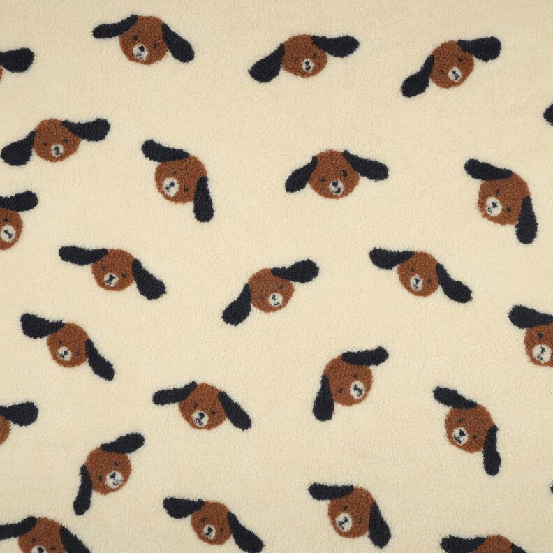 Teddyplyysi Koirien päät | Poppy Fabrics – vaalea beige/mustanruskea,  image number 1