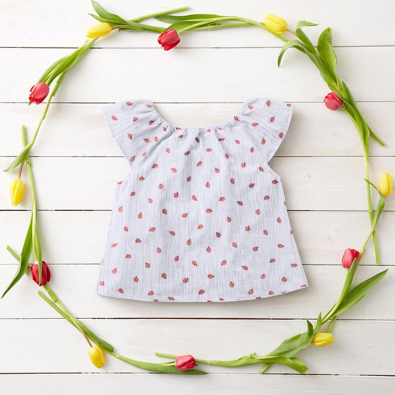 Musliini-/kaksikerroksinen kangas Lepp&auml;kerttu Digitaalipainatus | Poppy Fabrics &ndash; valkoinen,  image number 7