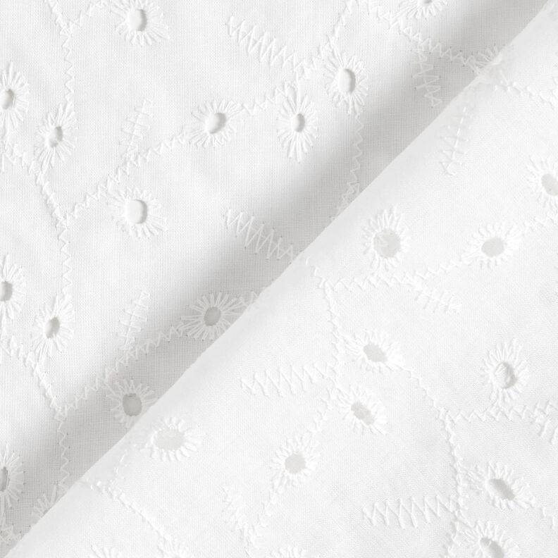 Puuvillakangas Reikäkirjonta Kukkaköynnökset – valkoinen,  image number 4