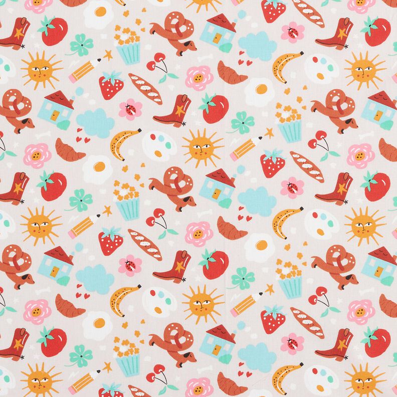 Puuvillapopliini värikäs hälinä– sumunharmaa,  image number 1