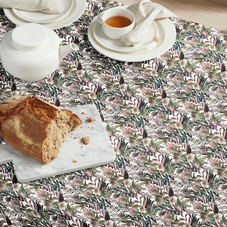 Sisustuskangas Canvas Taiteelliset kukat &ndash; norsunluu/tumma m&auml;nty,  image number 6