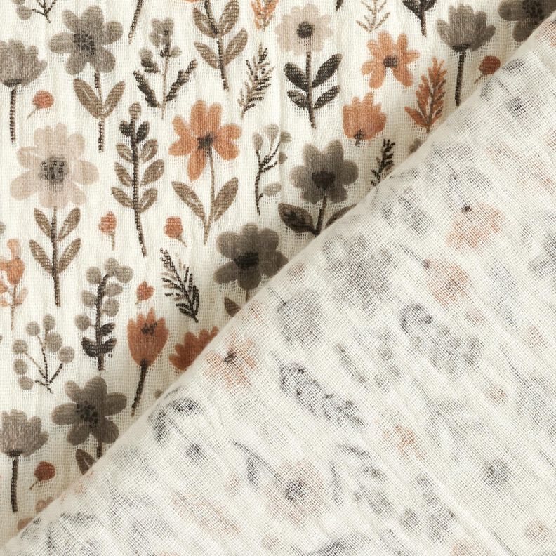 Musliini-/kaksikerroksinen kangas Syyskukat – villanvalkoinen,  image number 4