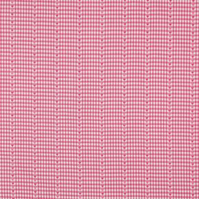 Puuvillakangas Jacquard ruudut ja syd&auml;met &ndash; pink/valkoinen, 