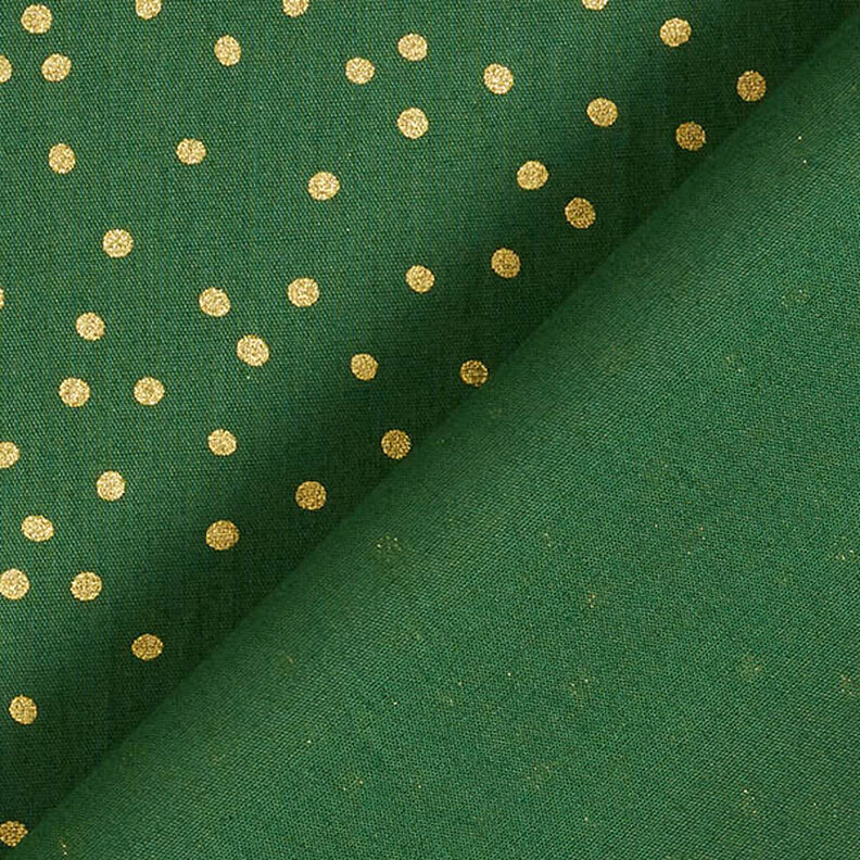 Puuvillakangas Popliini Hienot pilkut – vihreä/kulta,  image number 4