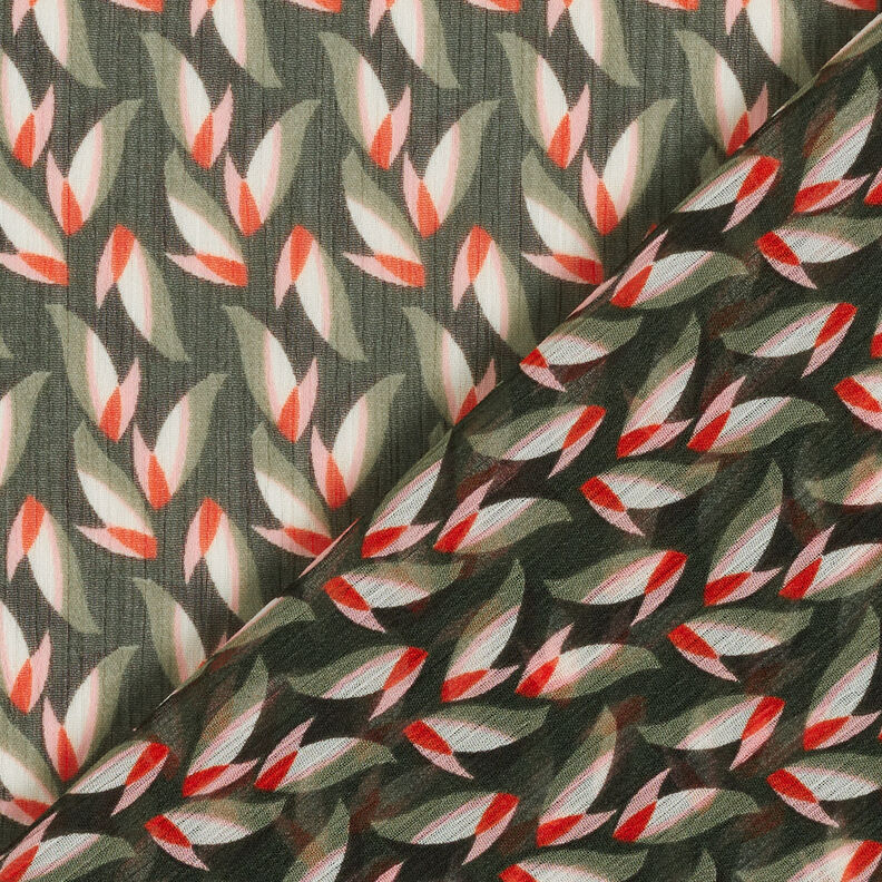 Kreppisifonki lehtikuvio – musta/kaisla,  image number 4